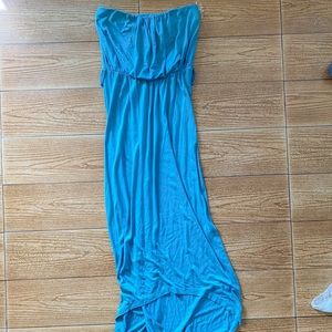 Strapless high-low maxi dress